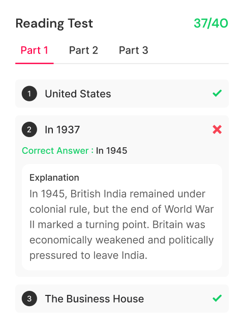 Answer sheet