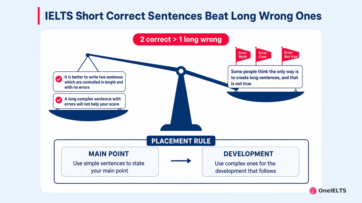 IELTS Short Correct Sentences Beat Long Wrong Ones