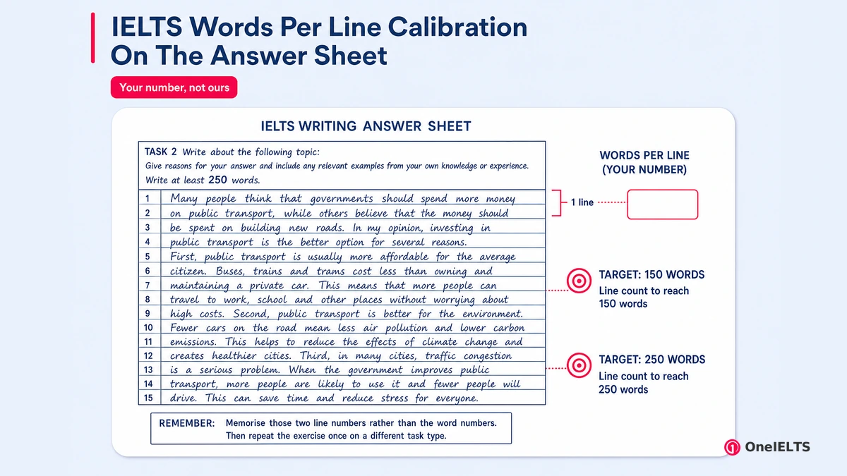 IELTS Words Per Line Calibration On The Answer Sheet