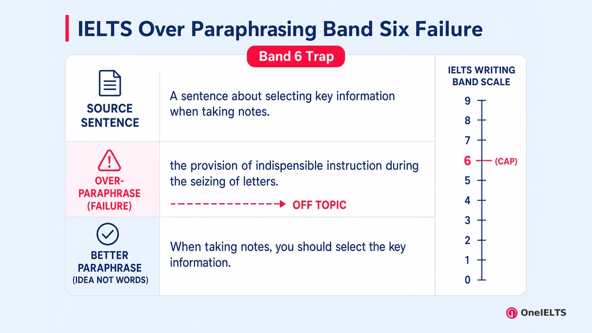 IELTS Over Paraphrasing Band Six Failure