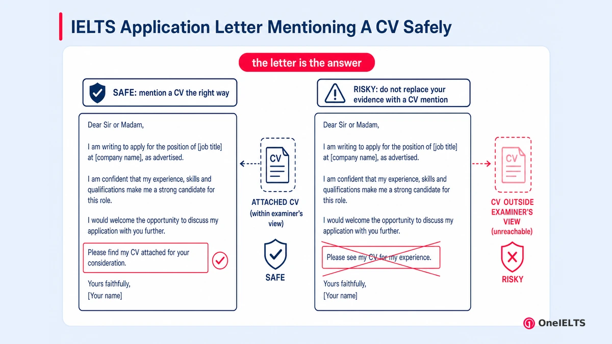 IELTS Application Letter Mentioning A CV Safely