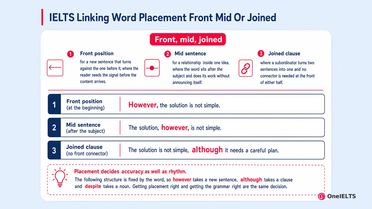 IELTS Linking Word Placement Front Mid Or Joined