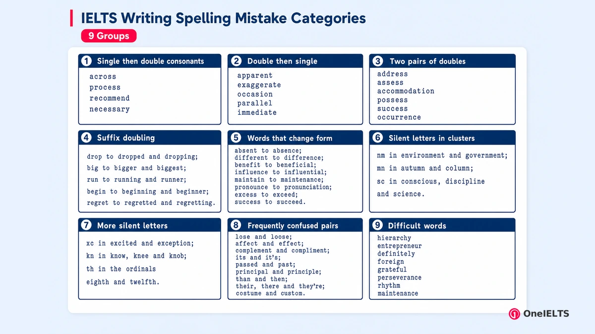 IELTS Writing Spelling Mistake Categories