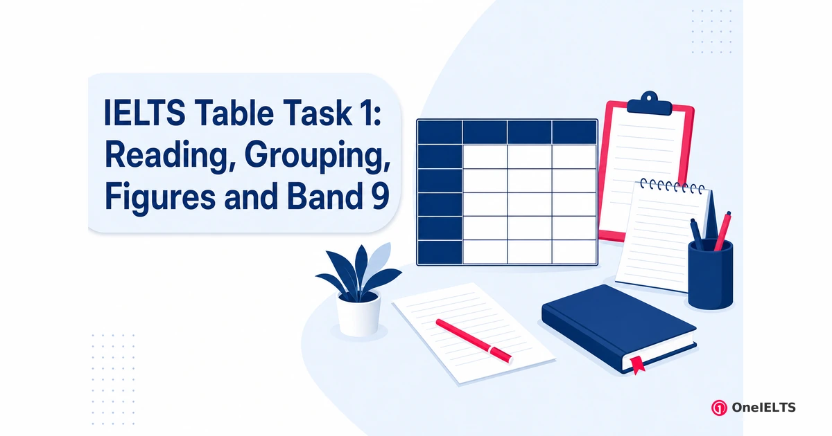 IELTS Table Task 1: Reading, Grouping, Figures and Band 9