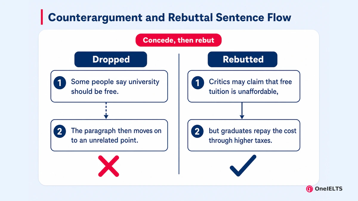 Counterargument and Rebuttal Sentence Flow
