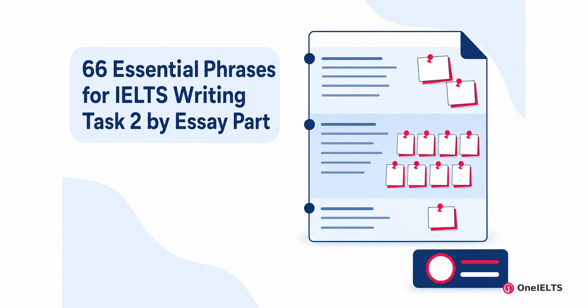 66 Essential Phrases for IELTS Writing Task 2 by Essay Part