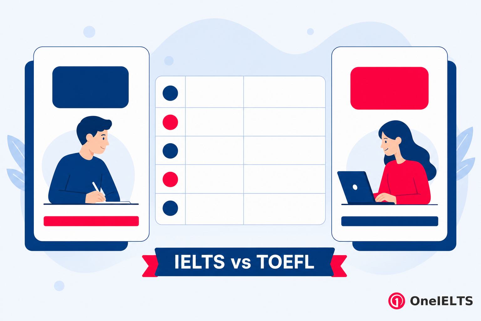 Key differences between IELTS and TOEFL tests
